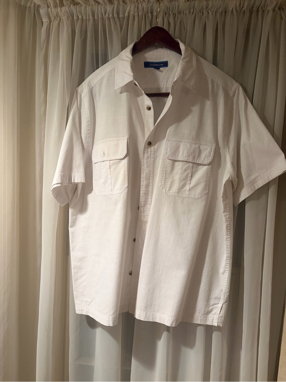 croft & barrow White Short-Sleeve Button-Front Shirt